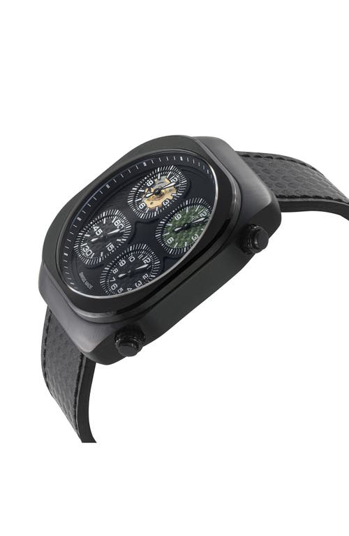 Gv2 Quattro Zone Leather Strap Watch, 54mm In Black