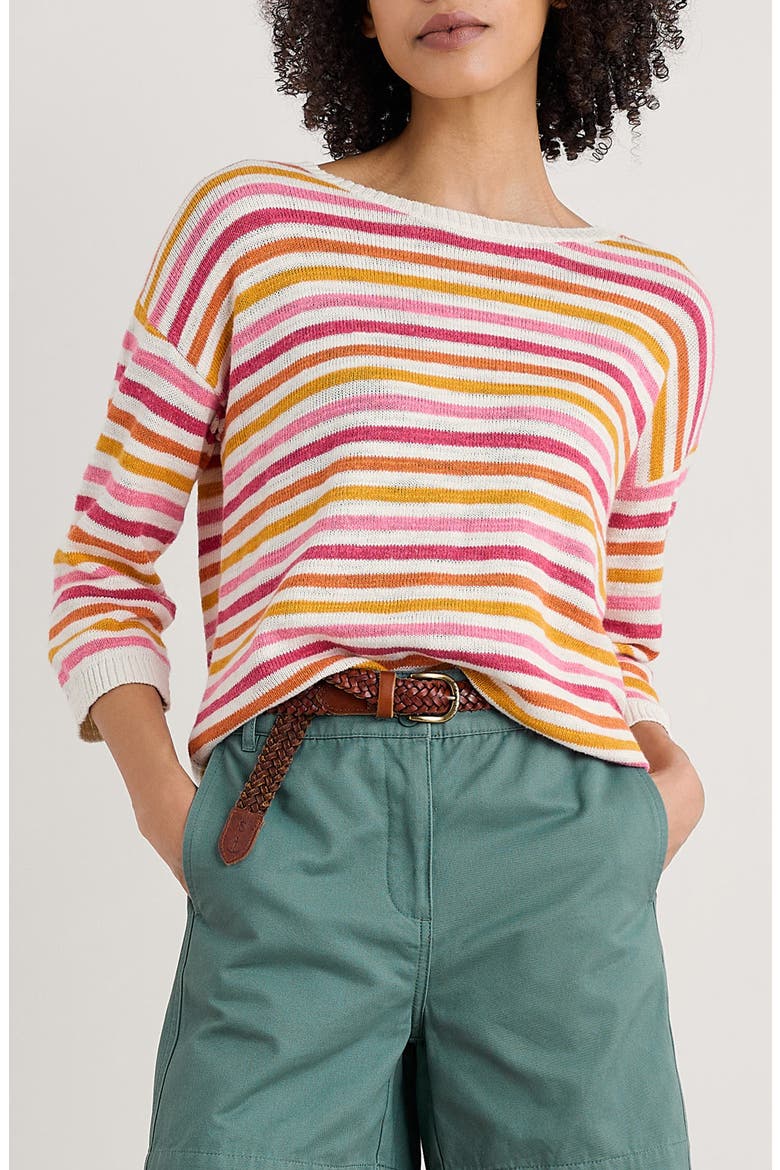 Knavock Stripe Organic Cotton & Linen Sweater, Main, color, KNIT MINI CORNISH TULIP MULTI