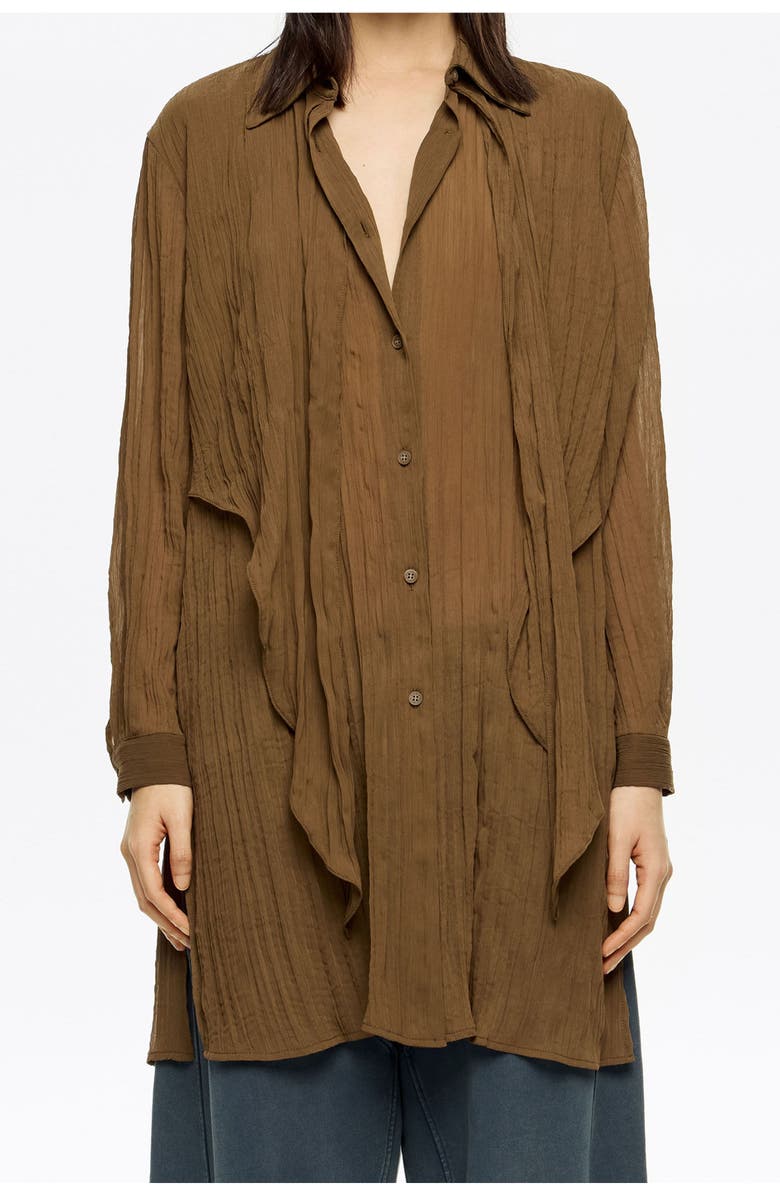 Bimba y Lola Pleated Shirt With Maxi Ties, Main, color, Brown