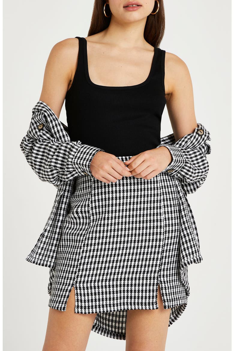 Check Miniskirt, Alternate, color, BLACK