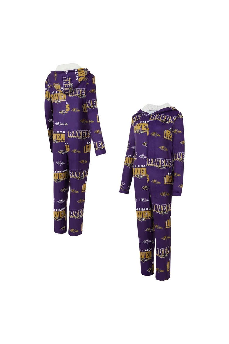 Women's Concepts Sport Purple Baltimore Ravens  Roadway Allover Print Microfleece Full-Zip Union Suit, Main, color, Purple