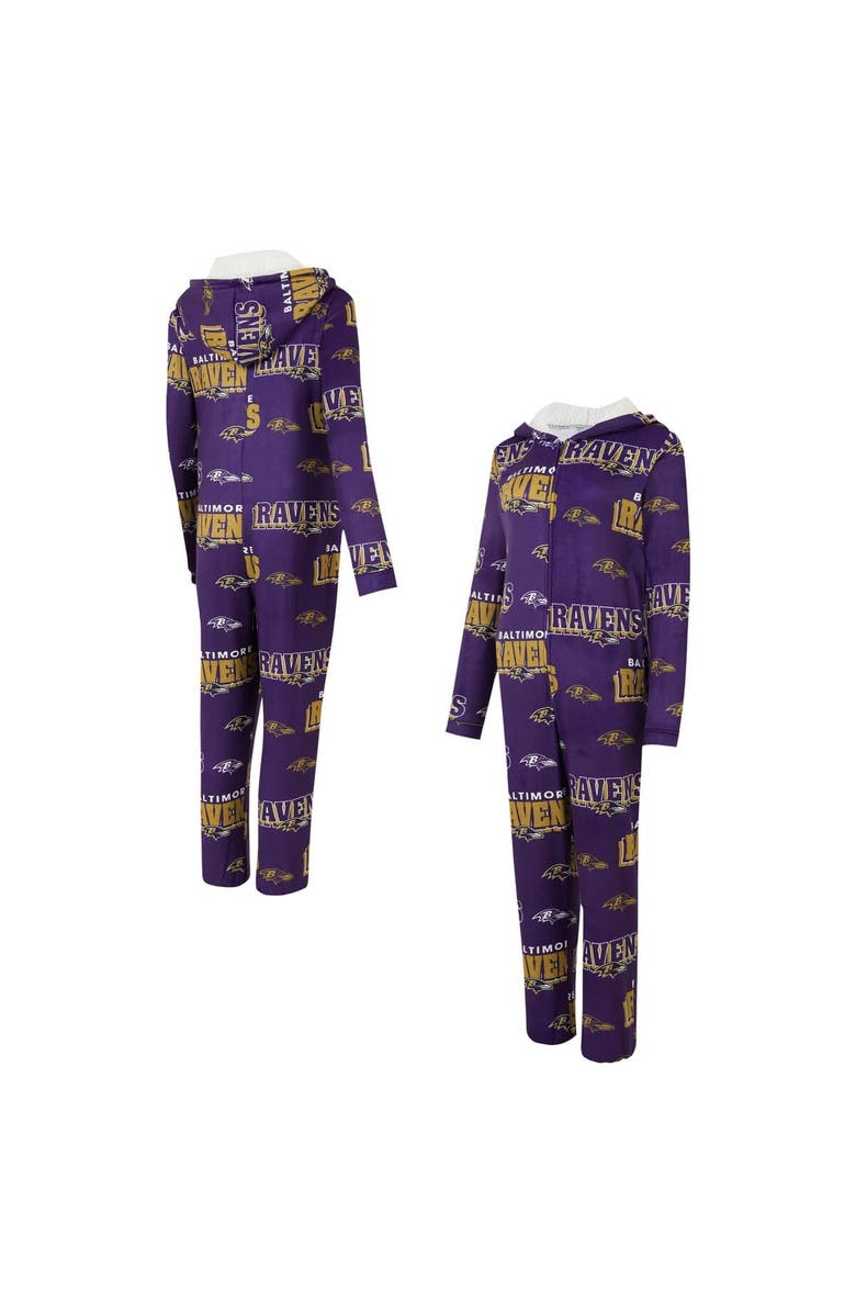 CONCEPTS SPORT Women's Concepts Sport Purple Baltimore Ravens Roadway Allover Print Microfleece Full-Zip Union Suit, Main, color, Purple