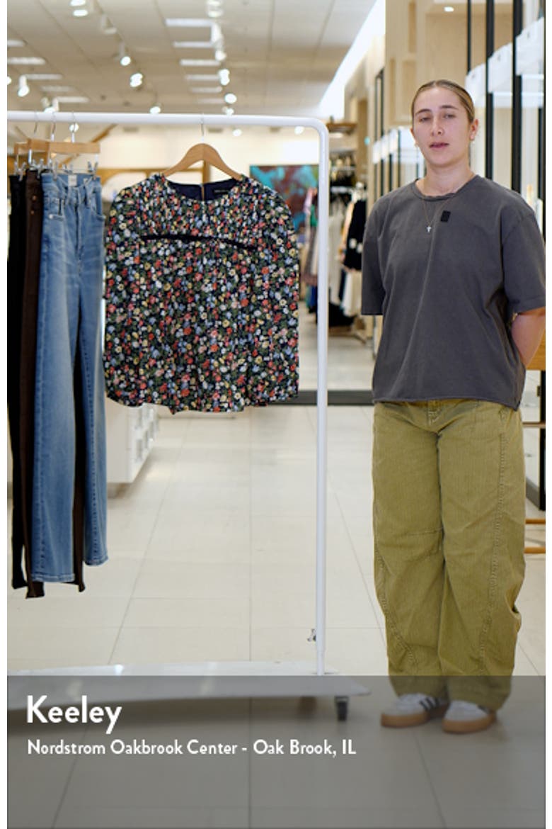 Floral Pintuck Detail Cotton Popover Top video