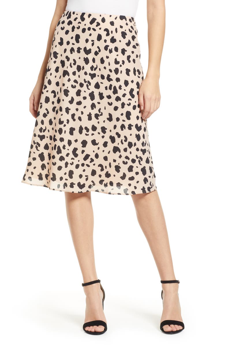 Socialite Leopard Print Midi Skirt, Main, color, 