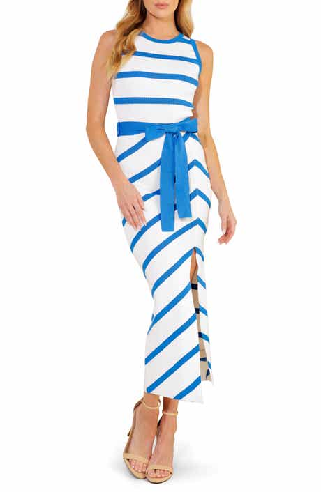 FLYING TOMATO Striped Tie Waist Maxi Dress