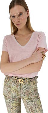 GERARD DAREL Mirana Linen V-Neck T-Shirt