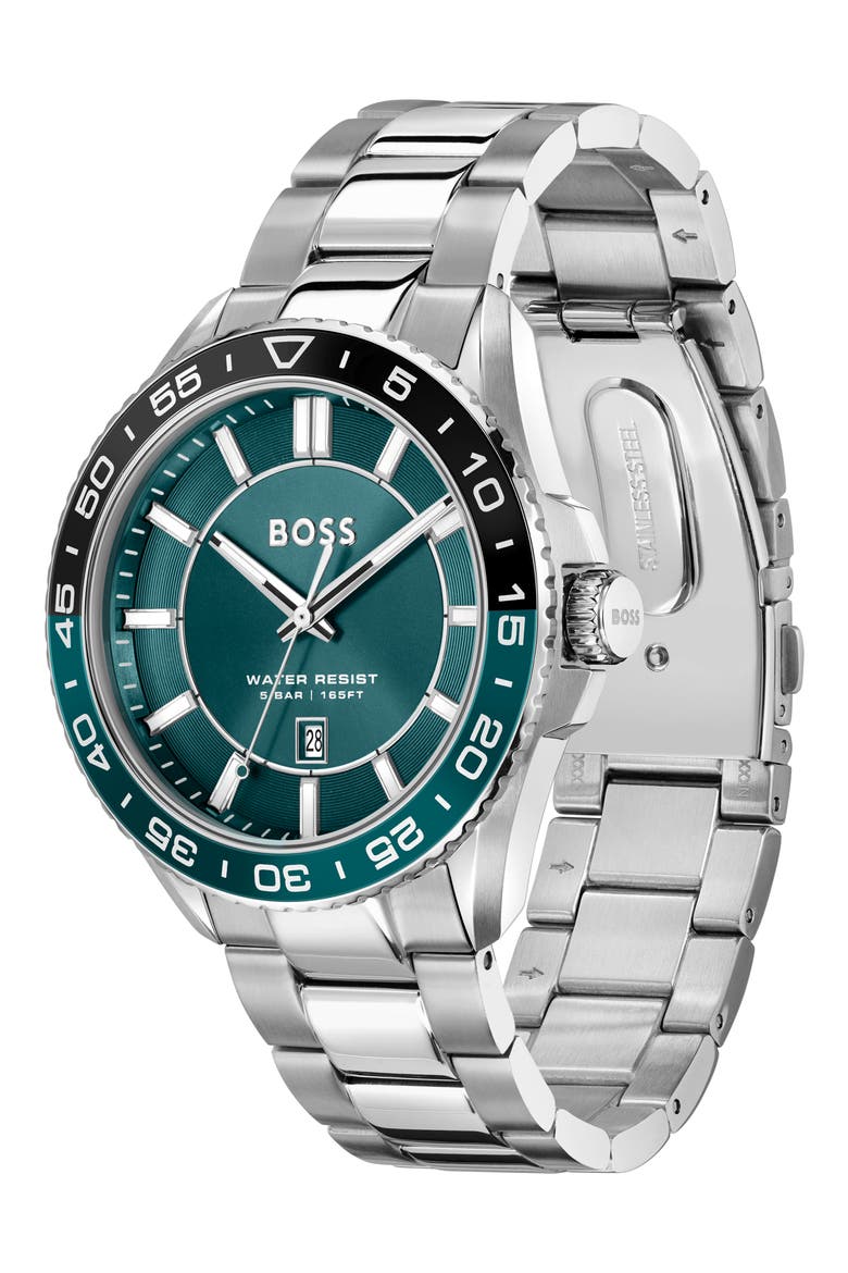 Runner Bracelet Watch, 44mm, Alternate, color, SILVER/ GREEN