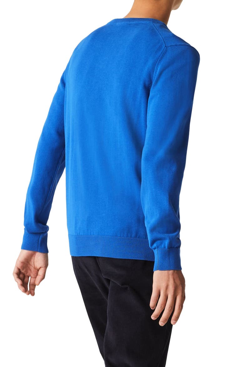 V-Neck Cotton Sweater, Alternate, color, ULTRAMARINE