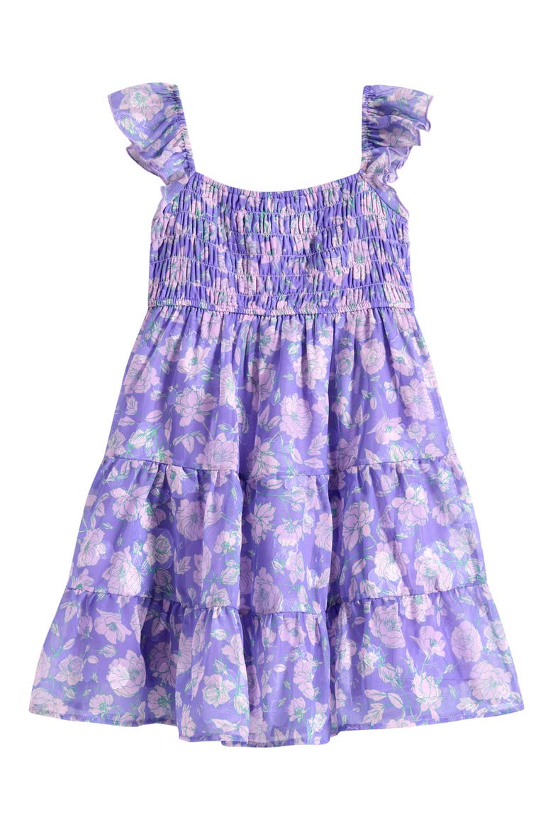 Kids' Floral Burnout Chiffon Party Dress, Alternate, color, LILAC
