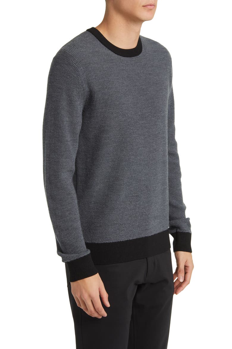 Maden Novo Merino Wool Blend Crewneck Sweater, Alternate, color, PESTLE MELANGE/BLACK