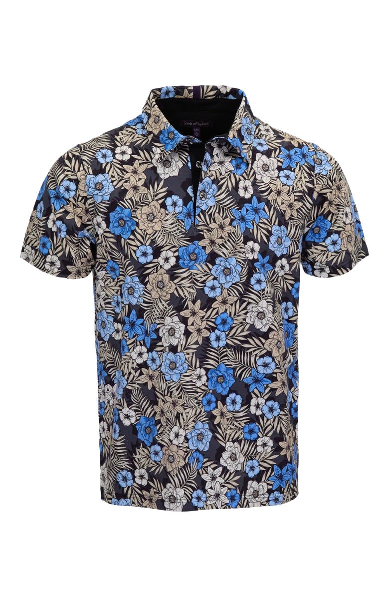 Lords of Harlech Tropical Mix Mens Knit Polo, Alternate, color, Tropical Mix Black