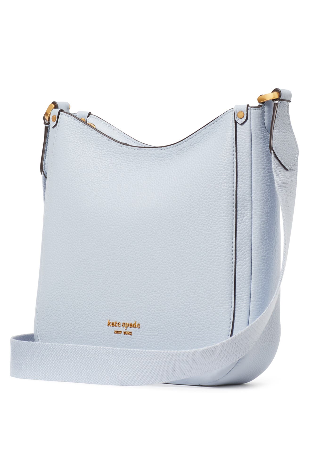 medium roulette pebble leather crossbody bag, Alternate, color, PALE HYDRANGEA