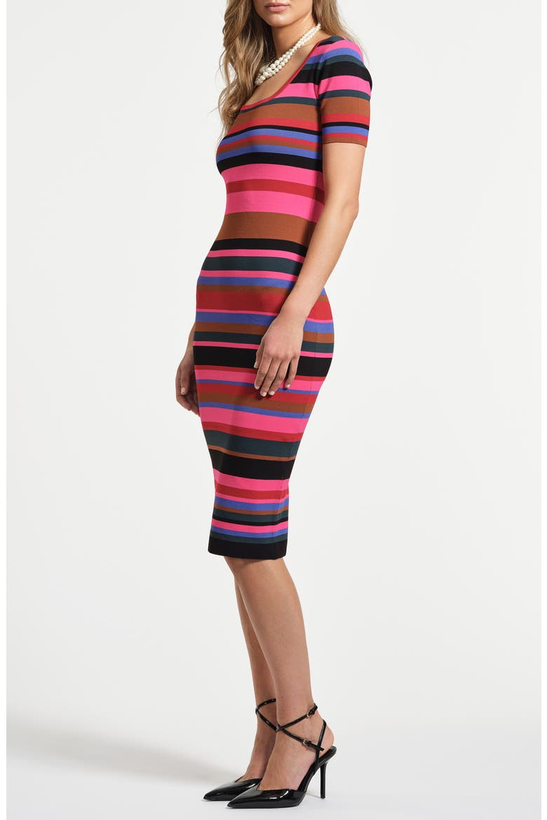 Stripe Body-Con Sweater Dress, Alternate, color, PINK/BLACK MULTI