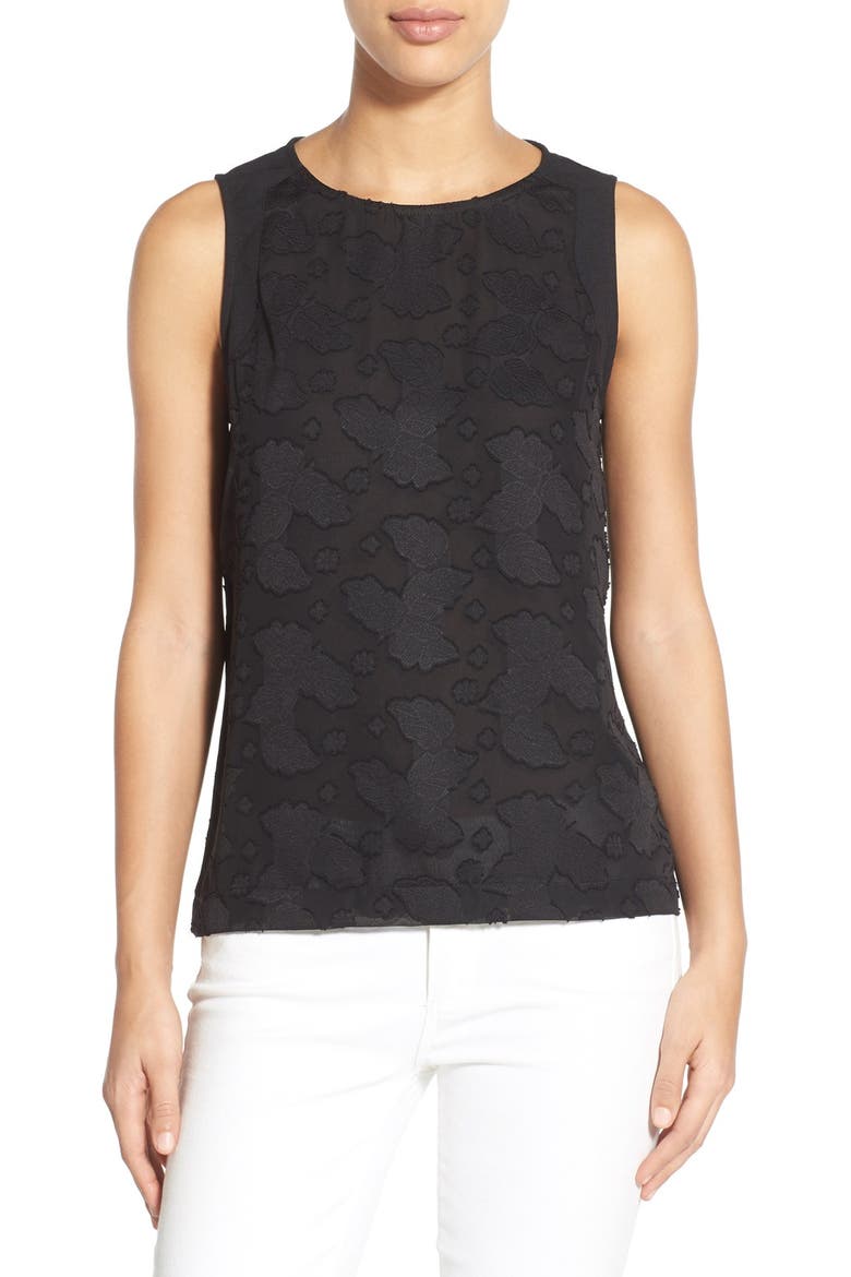 Gibson Embossed Front Sleeveless Top, Main, color, BLACK