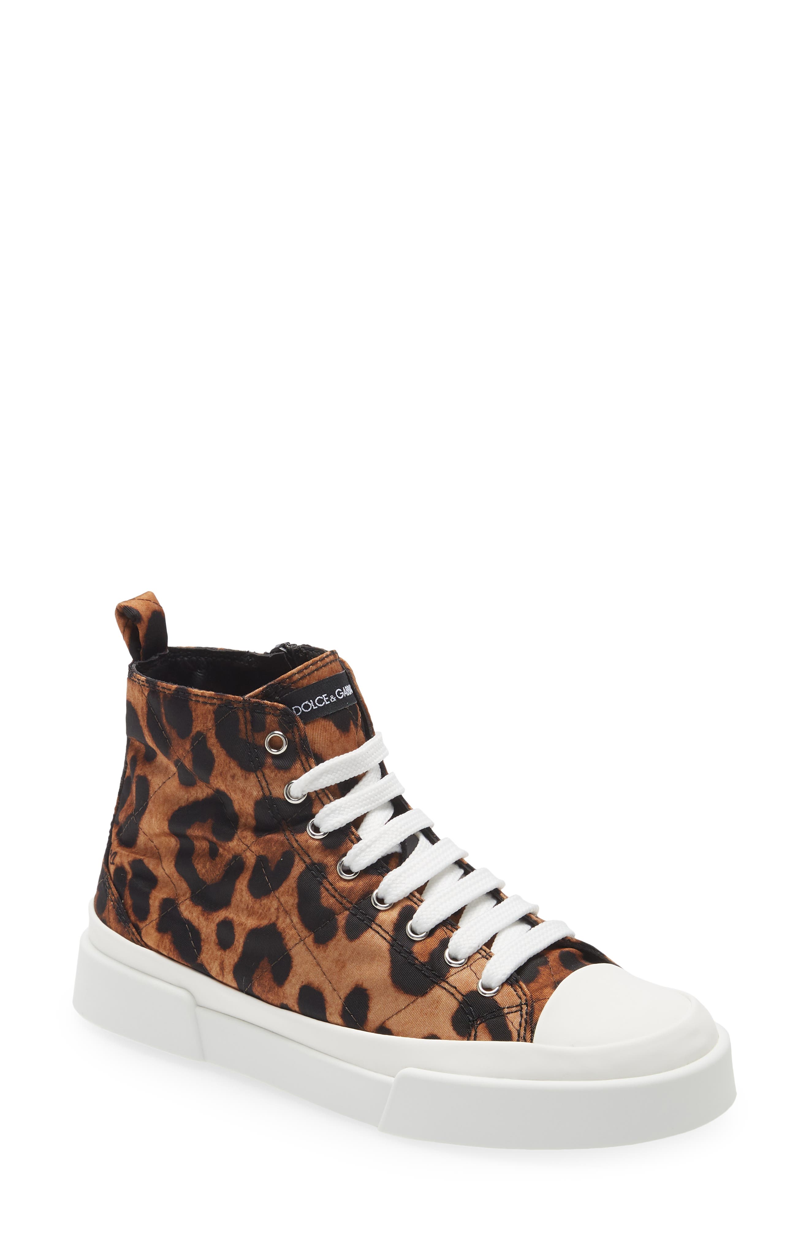 Dolce&Gabbana Portofino Leopard Print High Top Sneaker, Main, color, 