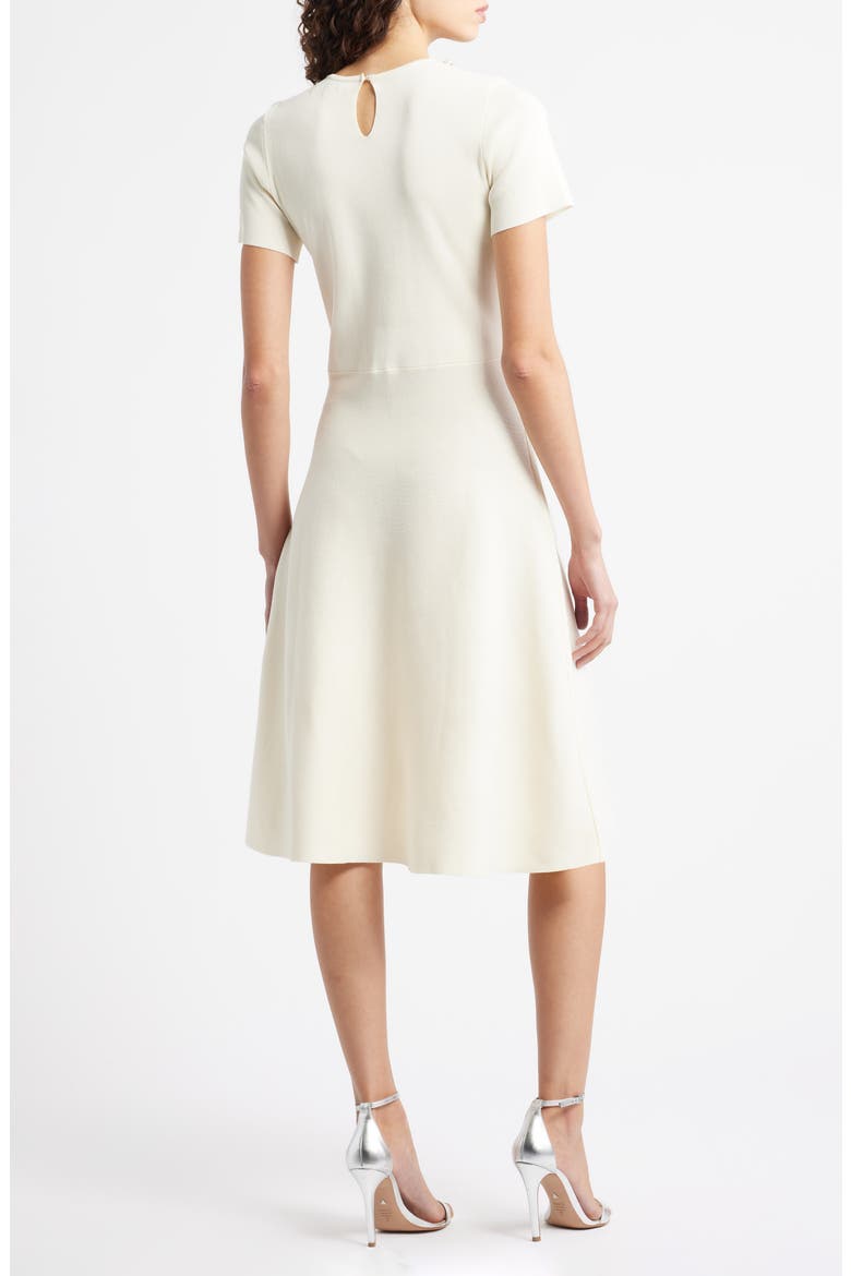 Embellished Knit Fit & Flare Dress, Alternate, color, CREAM