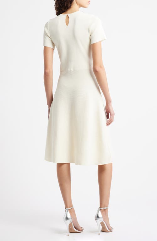 Julia Jordan Embellished Knit Fit & Flare Dress In White