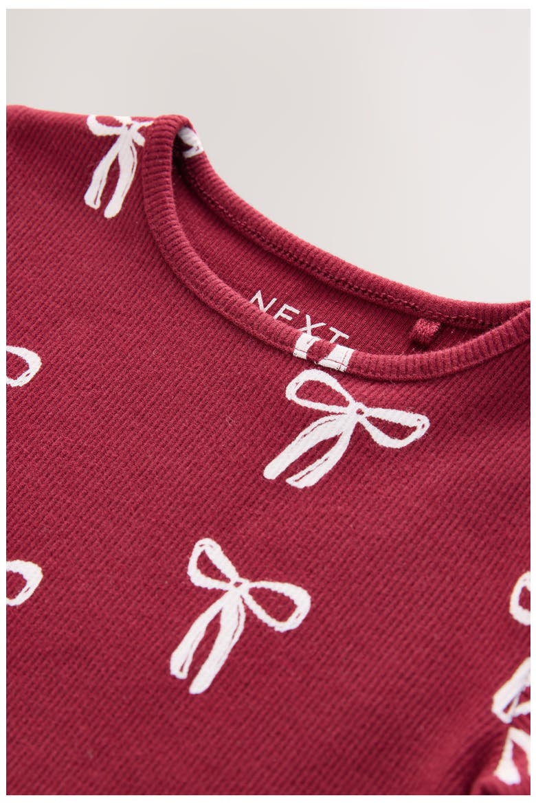 Kids' Ribbon Print Cotton Rib T-Shirt, Alternate, color, RED