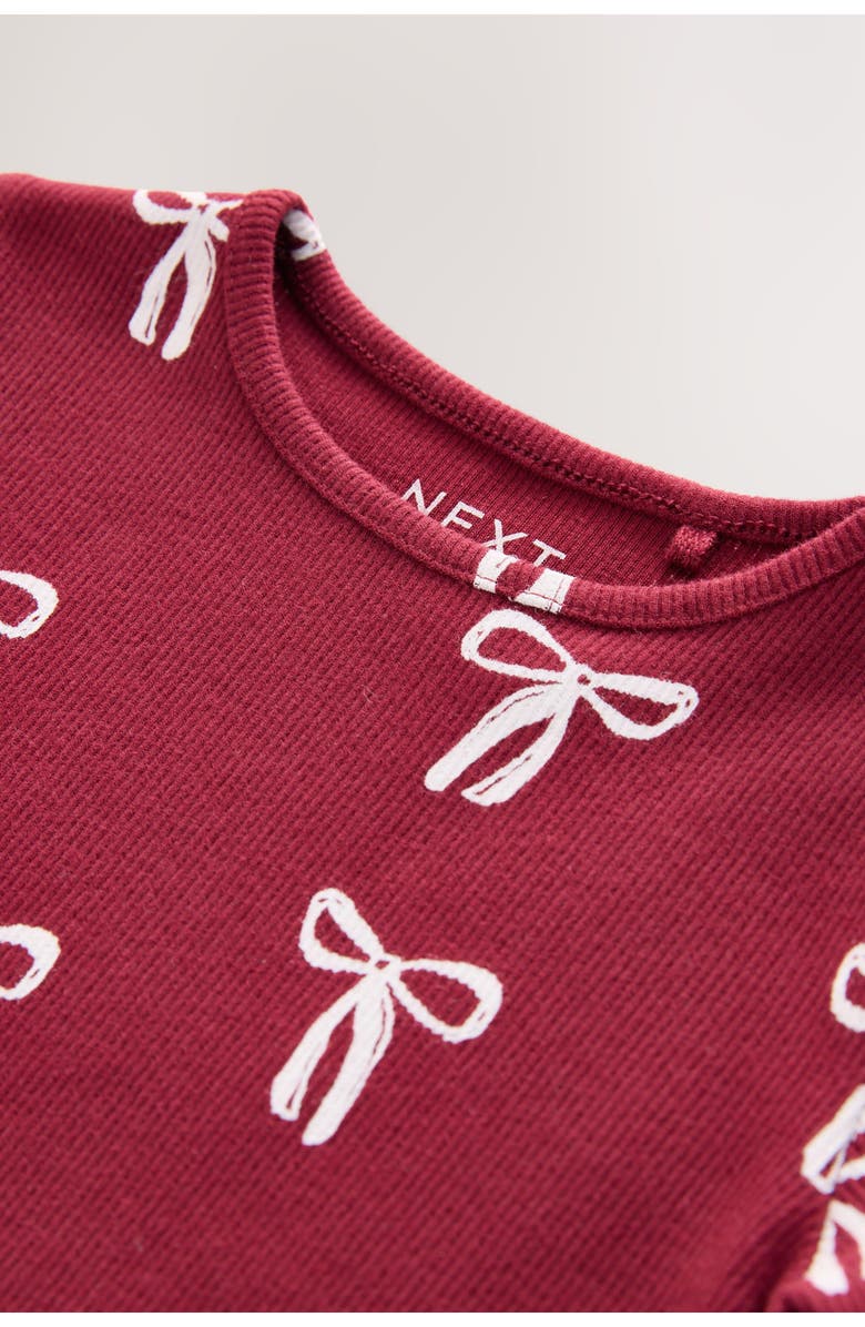 NEXT Kids' Ribbon Print Cotton Rib T-Shirt, Alternate, color, Red