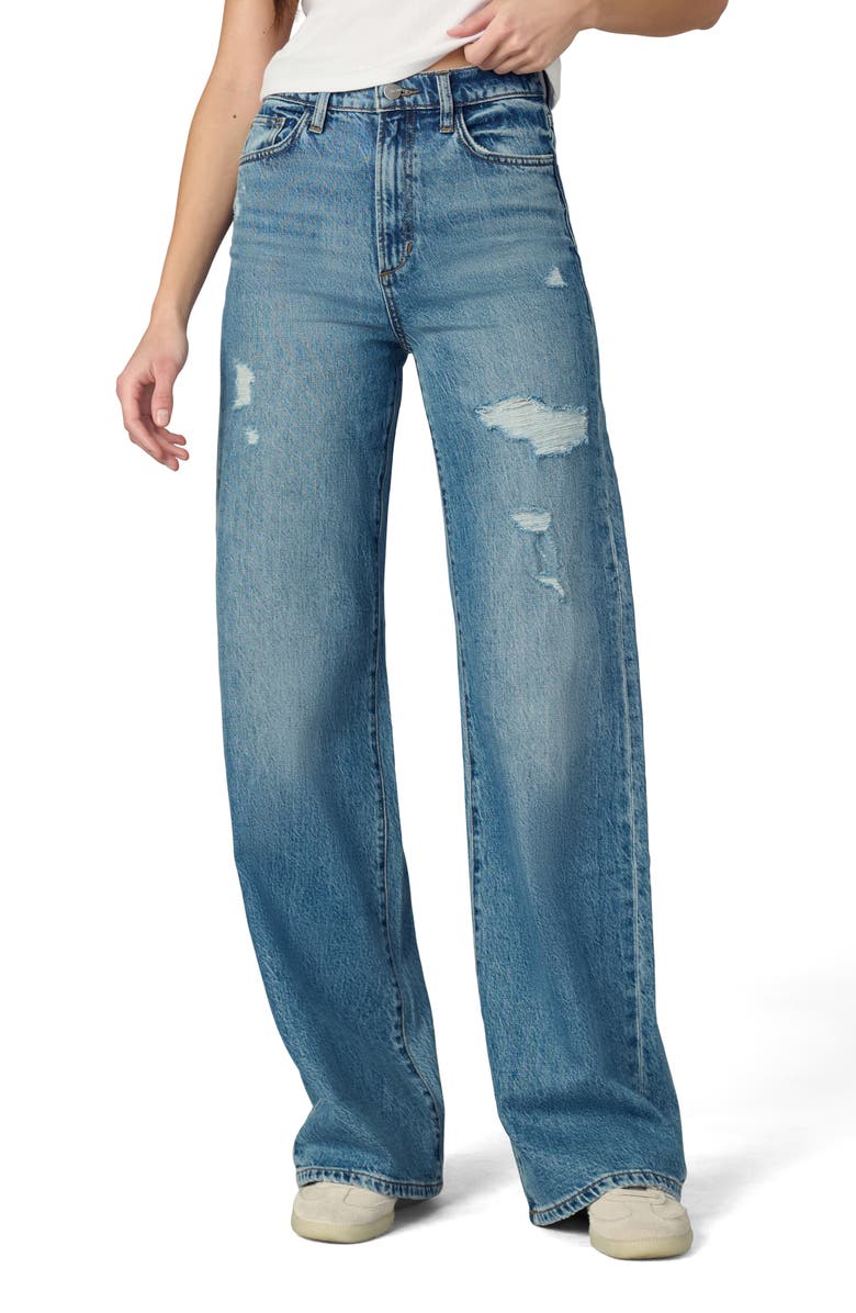 Joe's The Mia High Waist Distressed Wide Leg Jeans, Main, color, Showdown Destruct