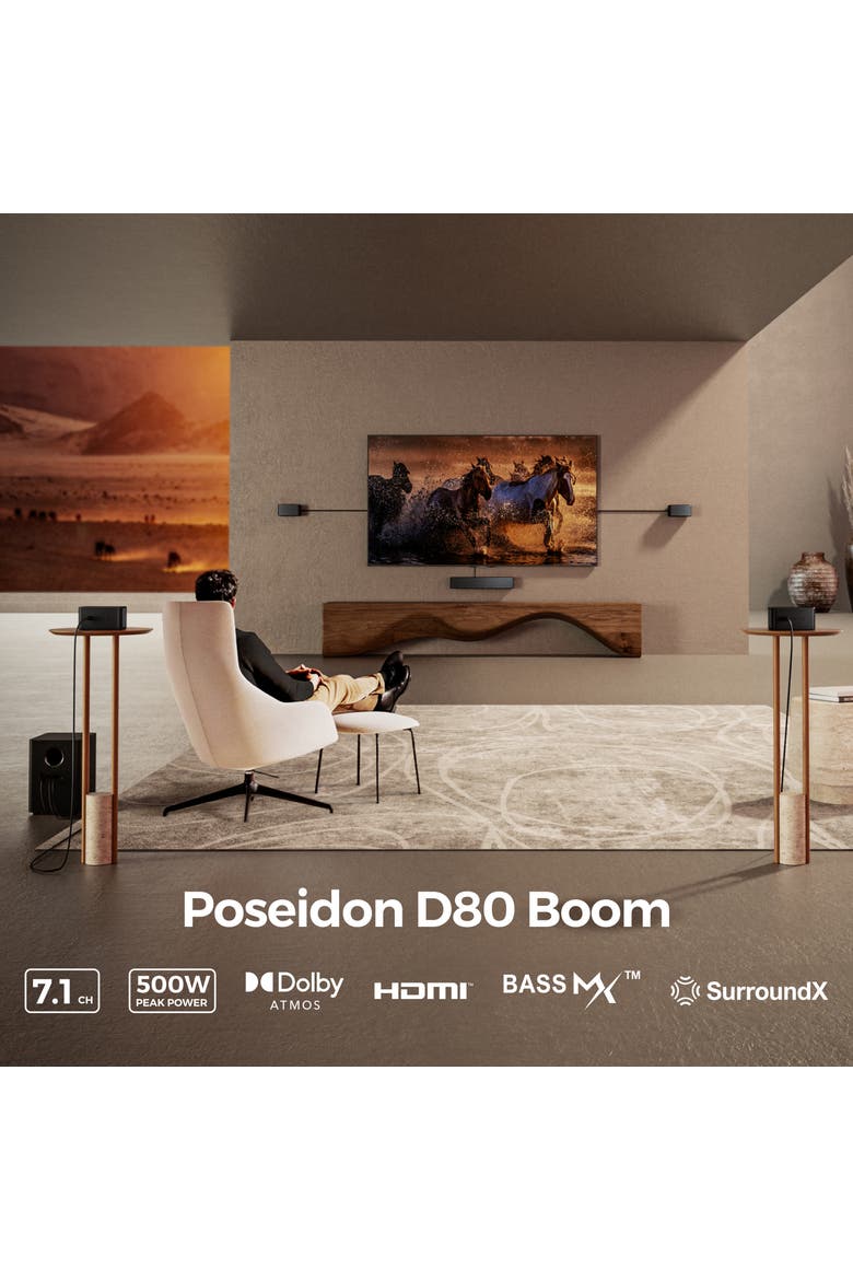 Poseidon D80 Boom 7.1 Channel Sound bar with Dolby Atmos, Alternate, color, Black