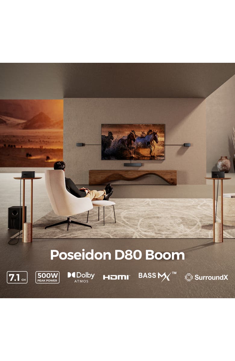 Ultimea Poseidon D80 Boom 7.1 Channel Sound bar with Dolby Atmos, Alternate, color, Black