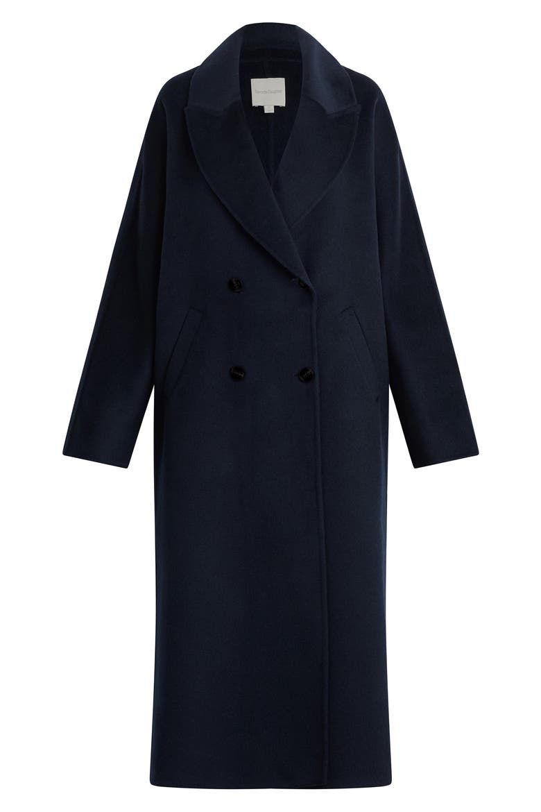 The Luca Wool Blend Double Breasted Coat, Alternate, color, NAVY
