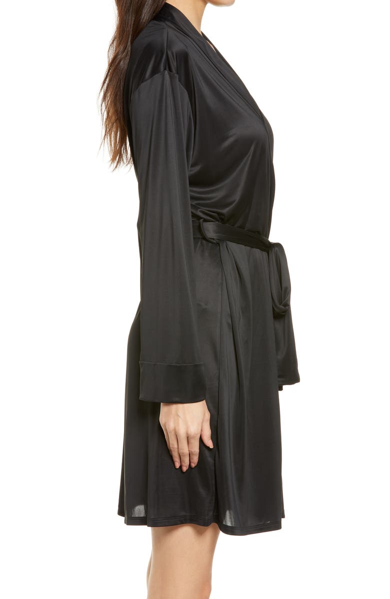 Natori Enchant Charmeuse Robe, Alternate, color, Black