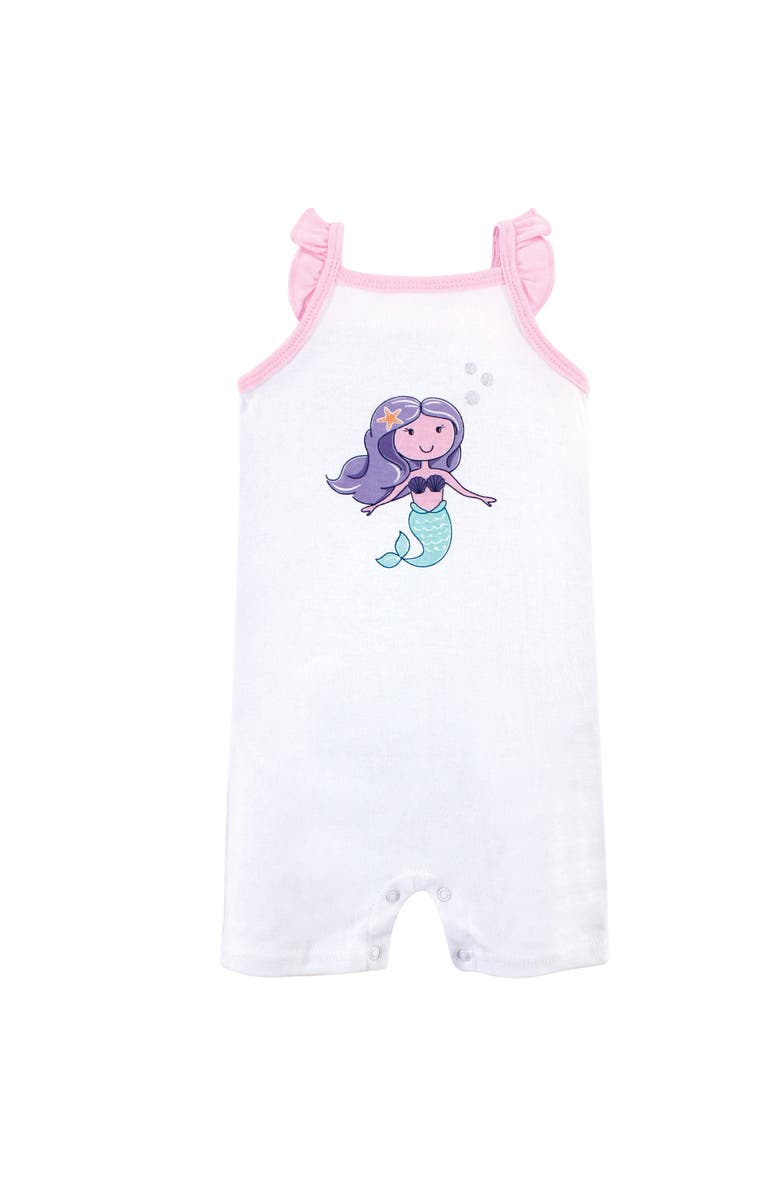 Hudson Baby Cotton Essentials 8-Piece Bodysuit & Romper Collection, Alternate, color, Mermaid