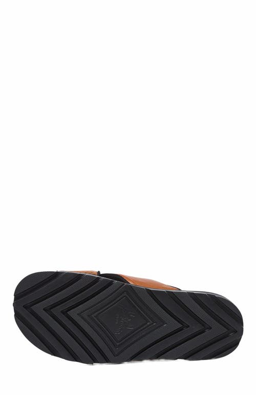 Mcm Cross Sandal In Visetos Leather Mix In Brown