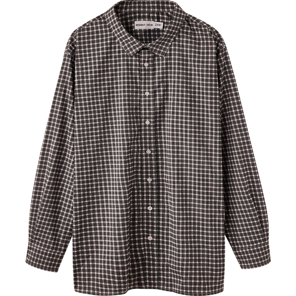 Regent Row Men's Big and Tall Long Sleeve Stanton Shirt, Tailored Fit, Performance Fabric & Ventilated Armholes in Black-Plaid  product