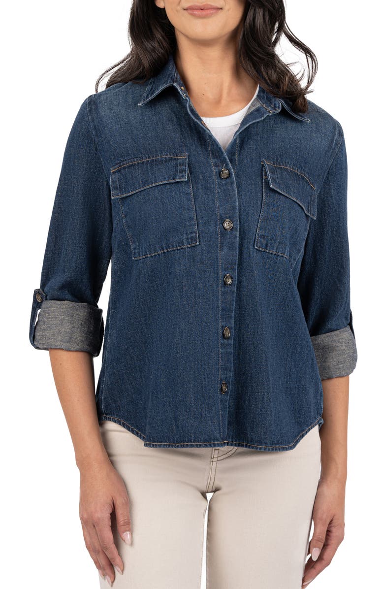 KUT from the Kloth Analeah Denim Button-Up Shirt, Alternate, color, 