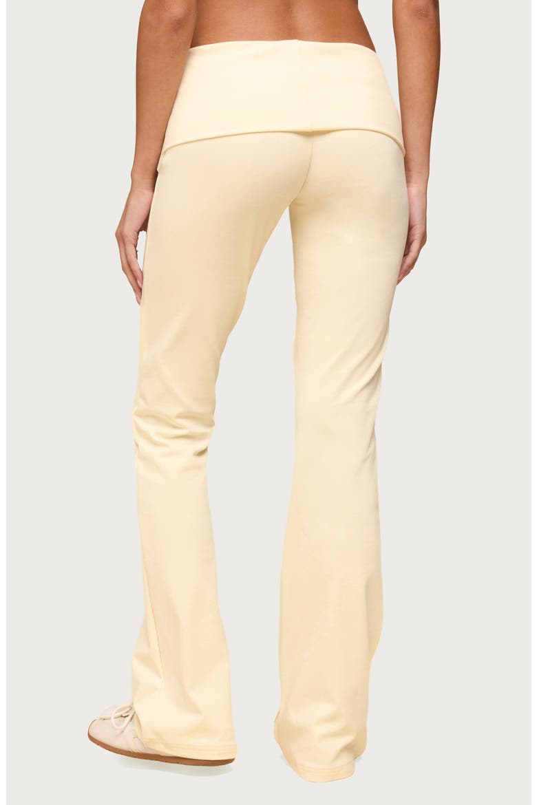 Ivanne Foldover Stretch Cotton Flare Pants, Alternate, color, YELLOW