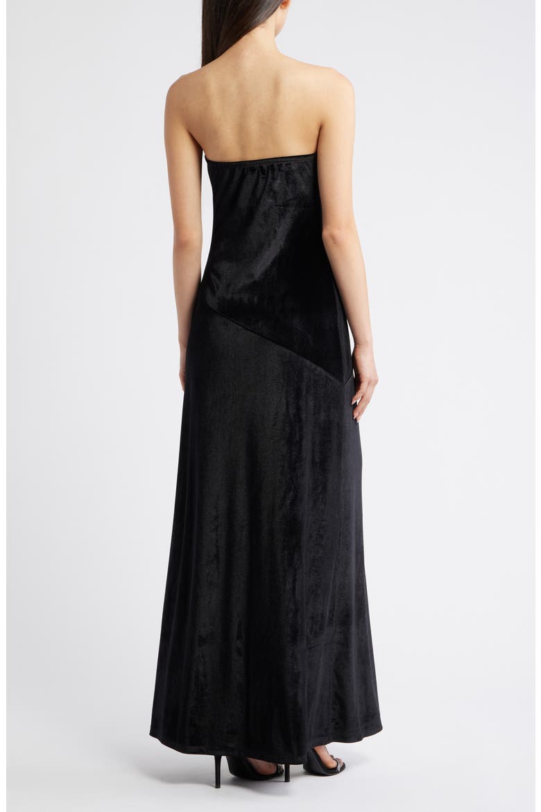 Sophie Strapless Velvet Maxi Dress, Alternate, color, BLACK