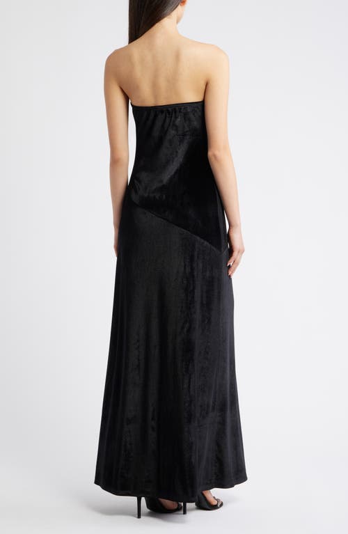 Marcella Sophie Strapless Velvet Maxi Dress In Black