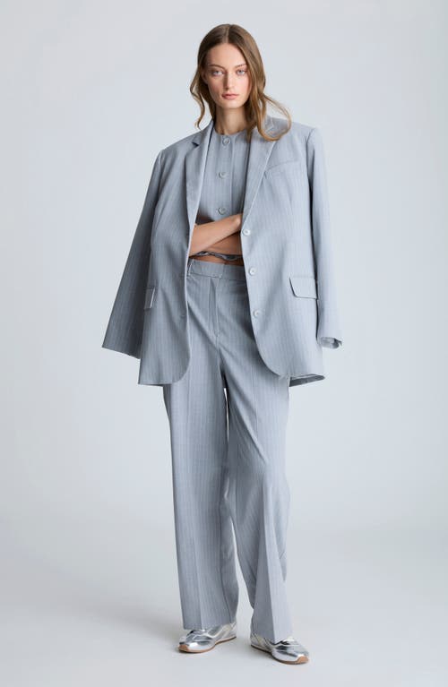Kenneth Cole Fly Front High Rise Slash Pocket Wide Leg Pants Pant In Grey Dusk/pure White
