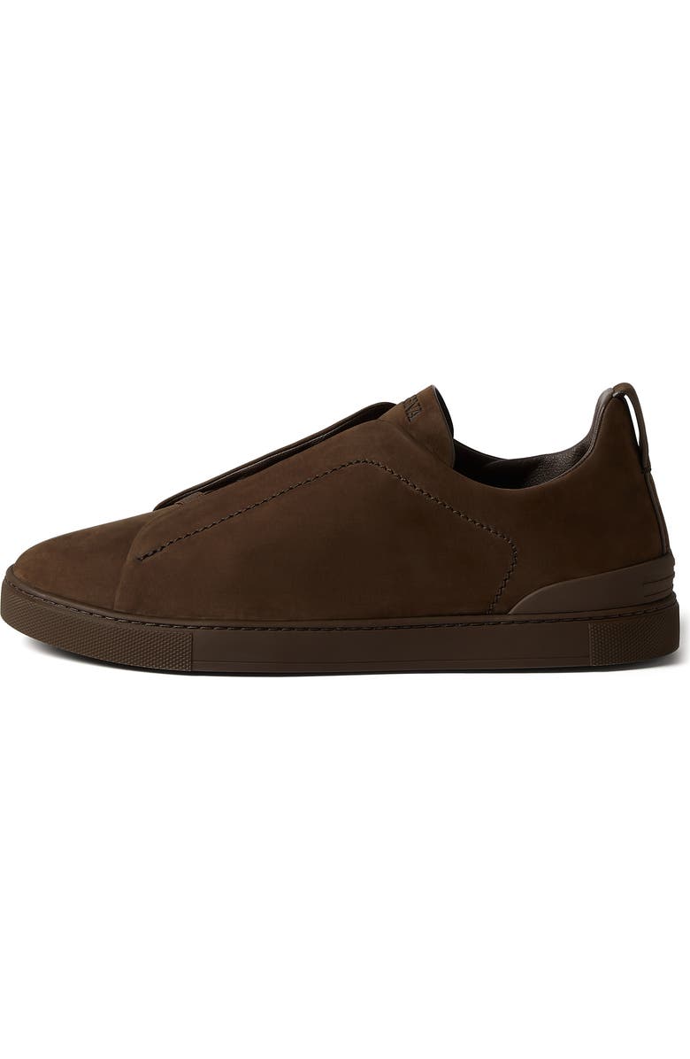 ZEGNA Dark Brown Triple Stitch<sup>™</sup> SECONDSKIN Low Top Sneaker, Alternate, color,
