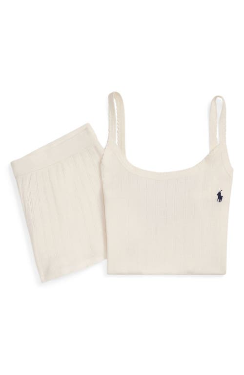 Polo Ralph Lauren Pointelle Cami Short Pajamas In Egret In Egret