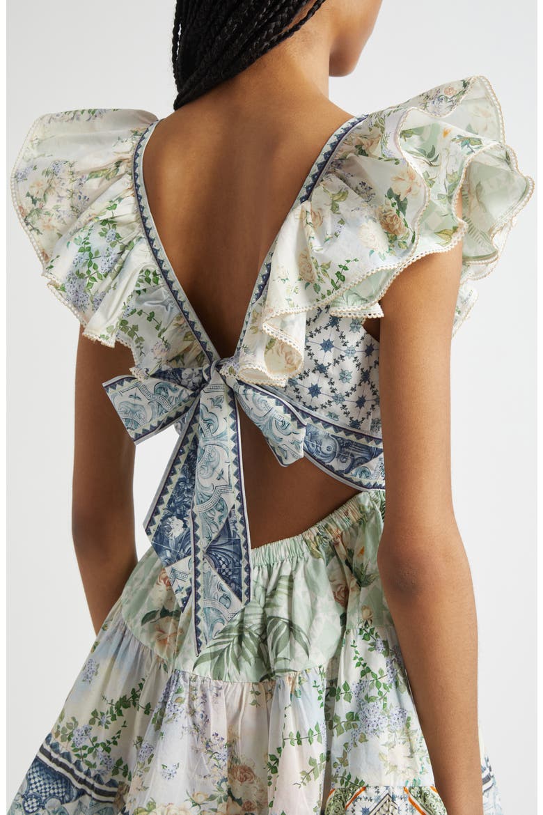 Tiered Ruffle Organic Cotton Poplin Minidress, Alternate, color, JARDIM PARTY