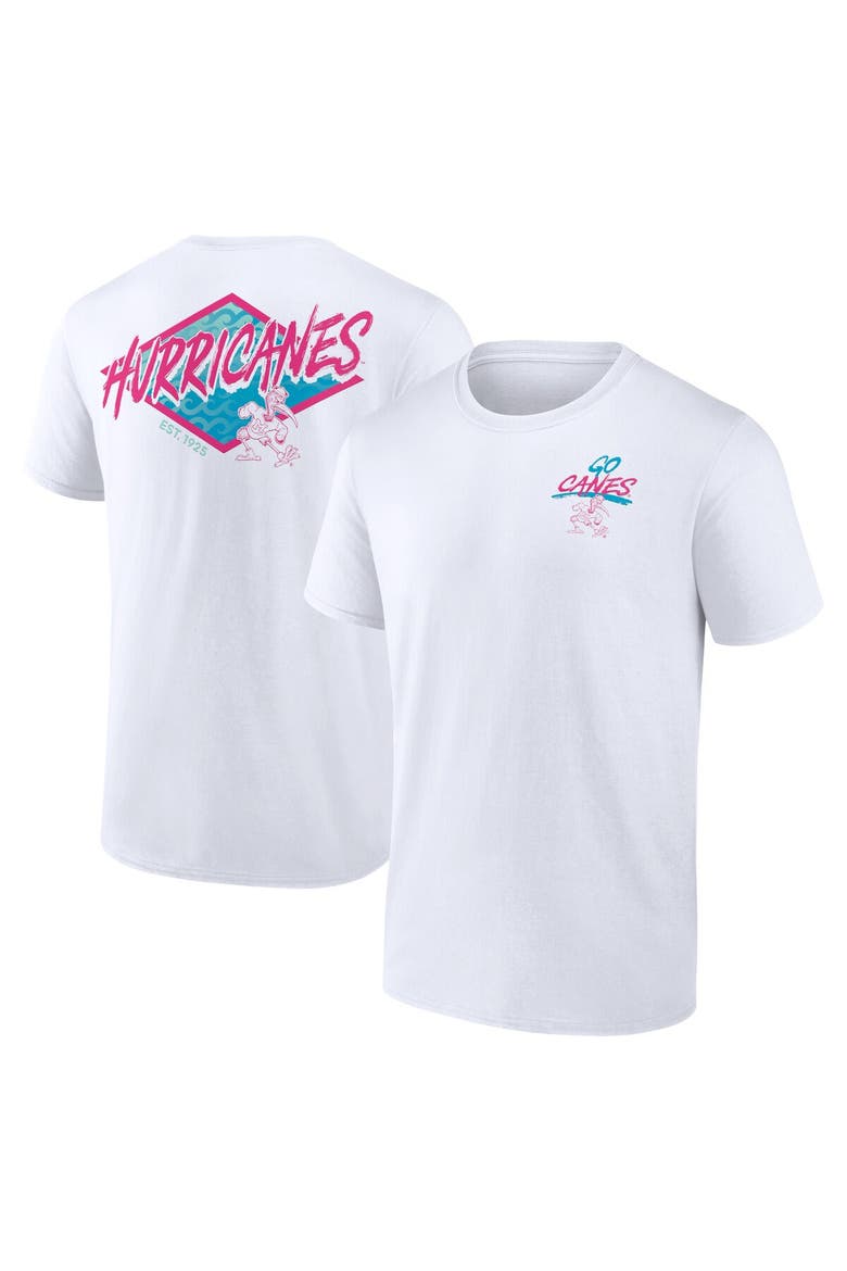 Men's Fanatics Branded White Miami Hurricanes Spring 2024 Spring Break T-Shirt, Main, color, White