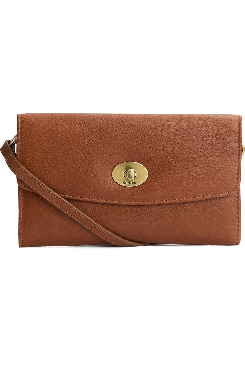 Barbour Isla Leather Crossbody Bag, Main, color, Brown