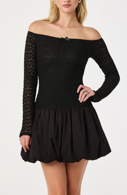 Astr The Label Off The Shoulder Bubble Minidress In Black
