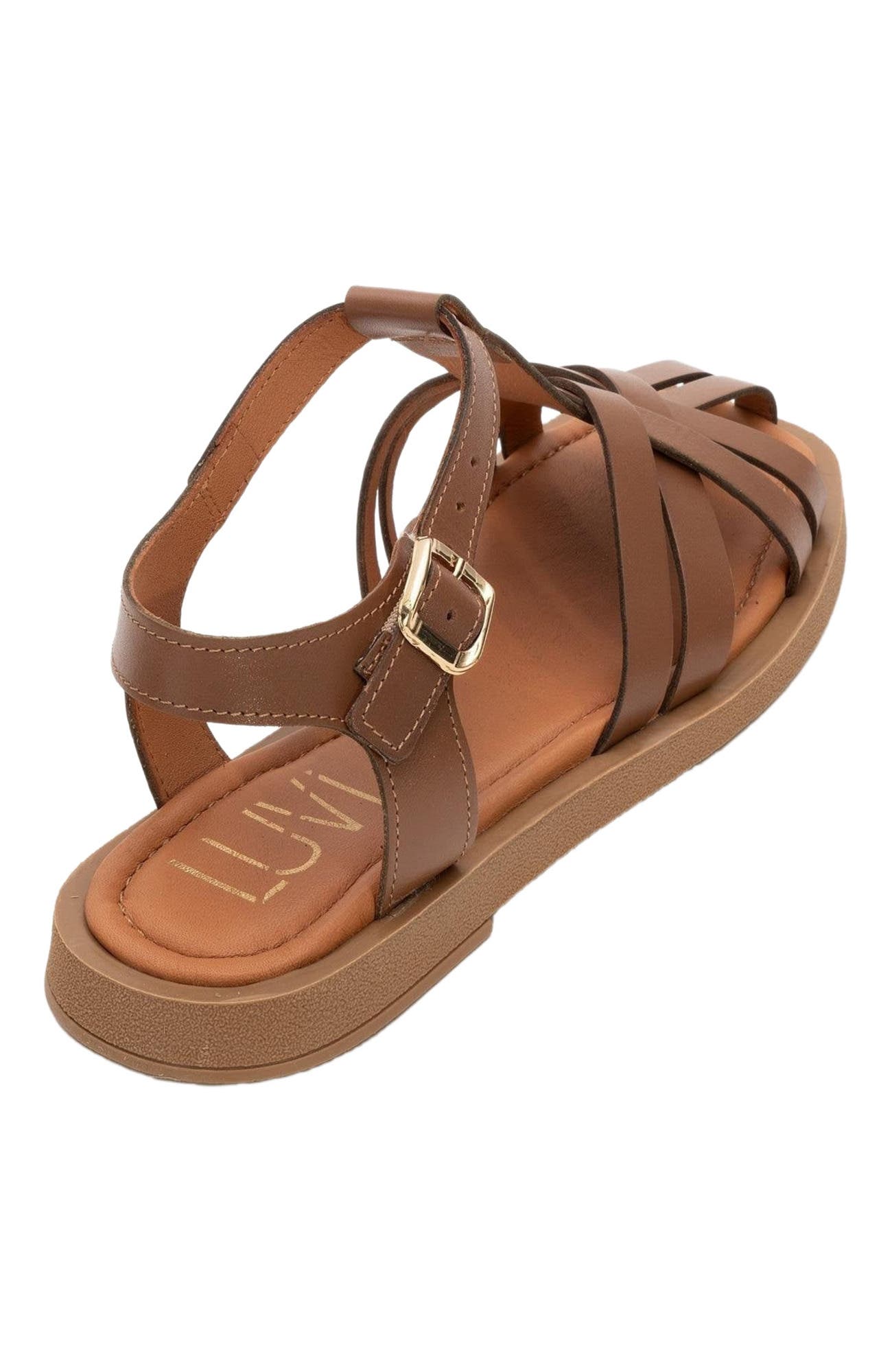 Andres Leather Sandal, Alternate, color, Cognac Brown Leather