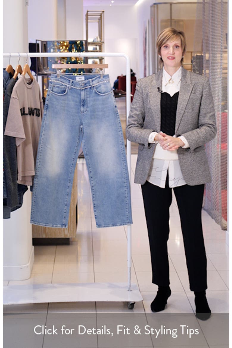 Arellia Rhinestone Detail High Waist Wide Leg Ankle Jeans video