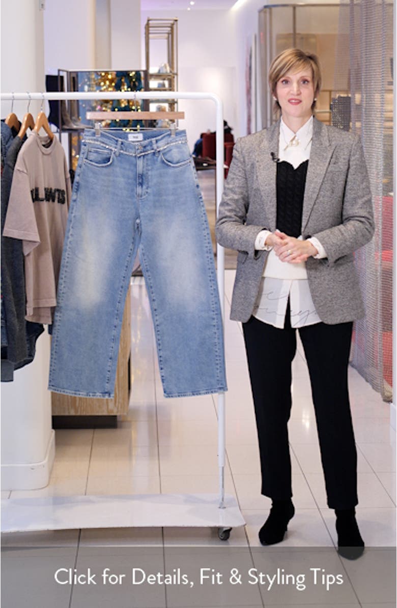 Arellia Rhinestone Detail High Waist Wide Leg Ankle Jeans, sales video thumbnail