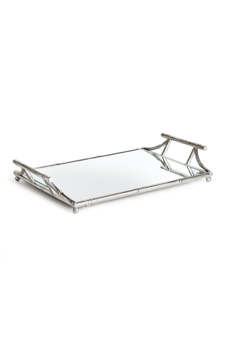 Napa Home & Garden Daphne Mirrored Premium Silver Decorative Table Tabletop Tray w/ Raised Handles, Main, color, Silver