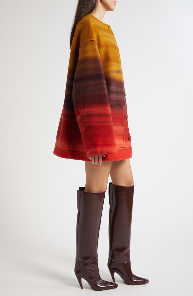 Ulla Johnson Ambrose Ombré Stripe Oversize Melton Wool Blend Coat, Alternate, color, Agate