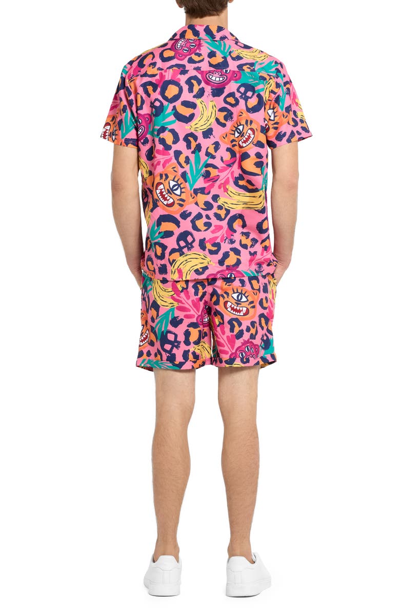 OppoSuits Leopard Spot Camp Shirt & Drawstring Shorts Set, Alternate, color, Pink