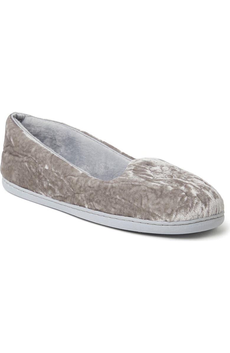 DEARFOAMS Rebecca Velour Slipper, Main, color, Sleet
