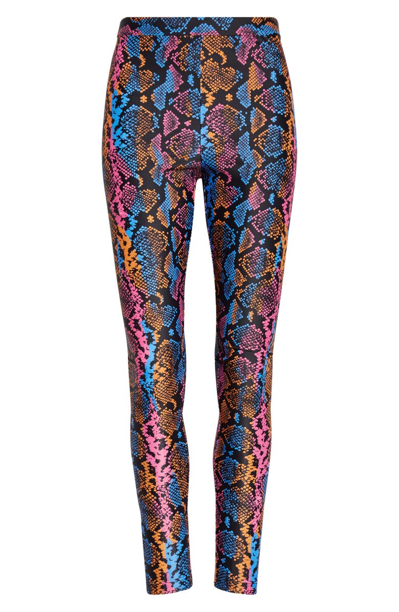 Versace Python Print Leggings, Alternate, color, Sky Pink Sapphire Autumn Spice